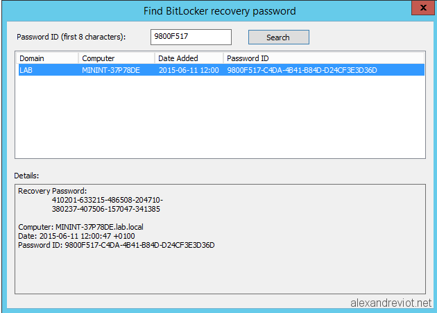 what is bitlocker recovery key